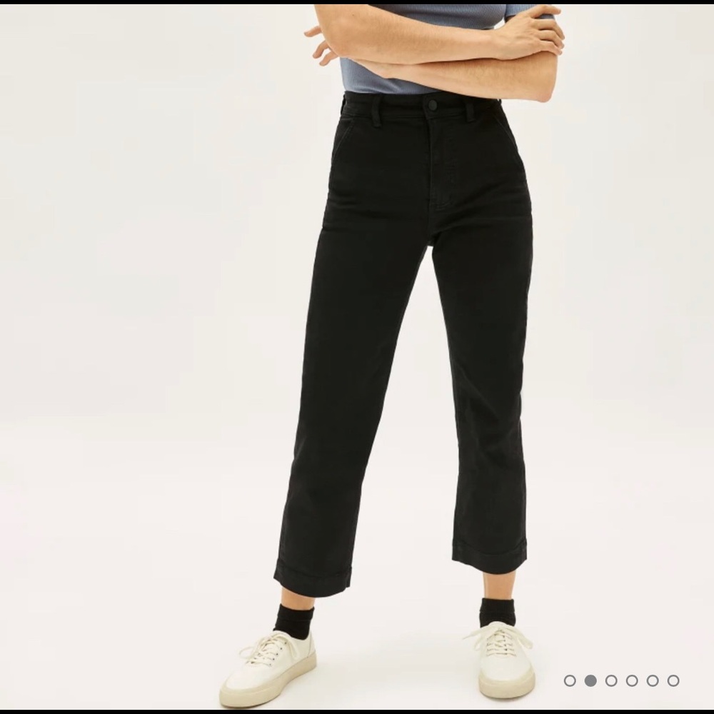 Everlane Womens Straight Leg Pants Stretchy Size 12 Black Capri Comfy Crop Ankle